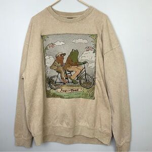 Frog and Toad Sz XL Best Friends Beige Vintage Book Cover Tapestry Sweatshirt